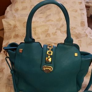 Teal leather purse